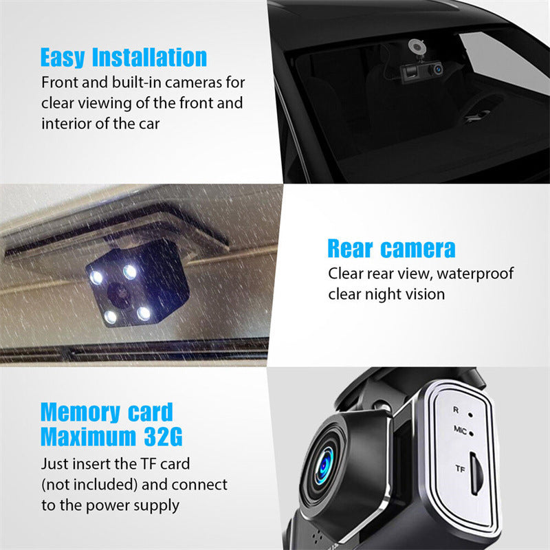 🚗🎥50% KORTING | 1080P 3-Camera Dashcam – Voor, Binnen & Achter Tegelijk Opnemen