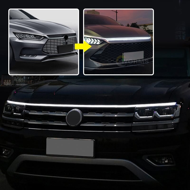 🚗✨ -50% ZOMERACTIE! LED Motorkaplamp – Scan Start Dynamisch Opstarten – 12V Universeel – Siliconen + LED – 1,2/1,5/1,8m – Wit/Blauw/Rood 🌟