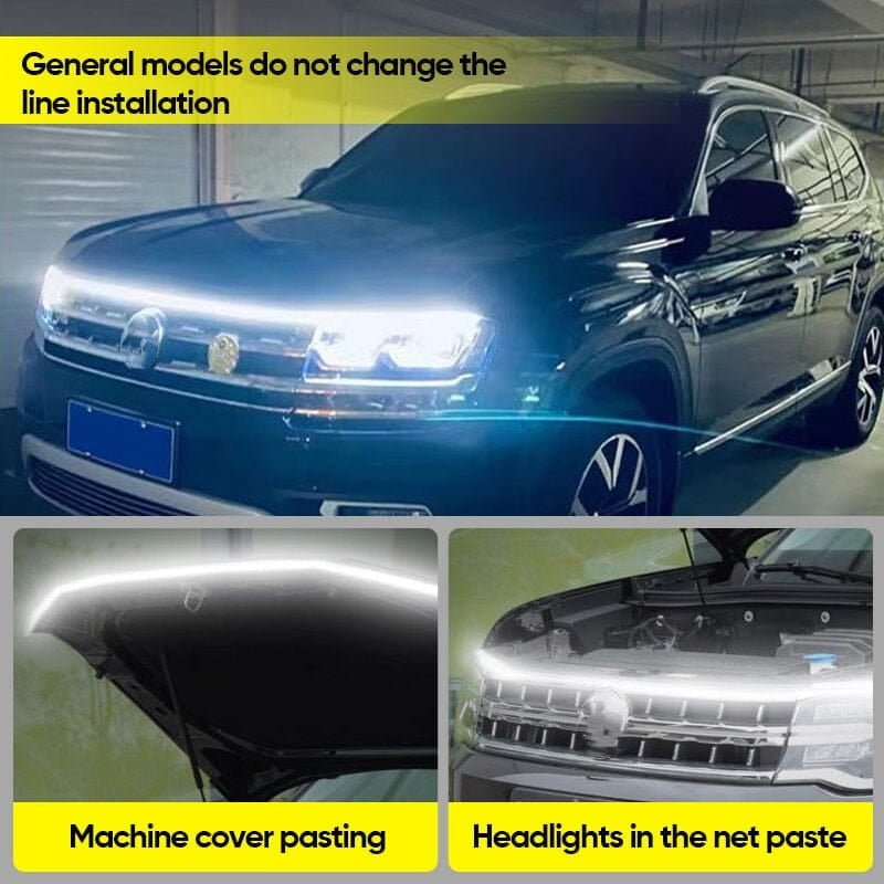 🚗✨ -50% ZOMERACTIE! LED Motorkaplamp – Scan Start Dynamisch Opstarten – 12V Universeel – Siliconen + LED – 1,2/1,5/1,8m – Wit/Blauw/Rood 🌟
