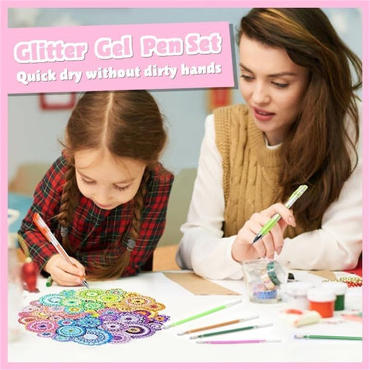 ✨ Glitter Gelpennen — Vloeiende & Duurzame Inkt, Fijne Punt, Biologisch Afbreekbare Glitters, Sets van 8, 12 of 18 Kleuren 🎨