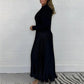 Elegante Ronde Hals Geplooide Maxi Jurk voor Dames - Lange Mouwen Sweatshirt Jurk