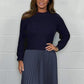 Elegante Ronde Hals Geplooide Maxi Jurk voor Dames - Lange Mouwen Sweatshirt Jurk