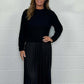 Elegante Ronde Hals Geplooide Maxi Jurk voor Dames - Lange Mouwen Sweatshirt Jurk