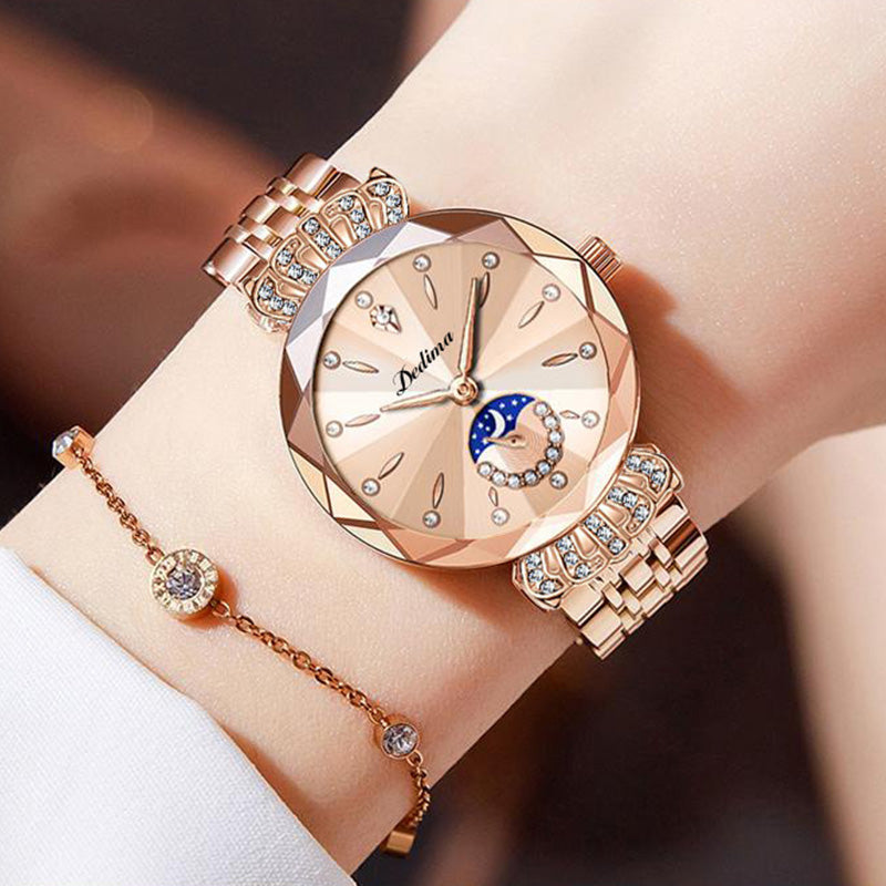 🔥Dames modieuze diamant maanster horloge