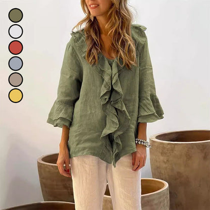 🎉2025 HOT SALE🔥 Blouse met opstaande kraag en klokmouwen voor dames