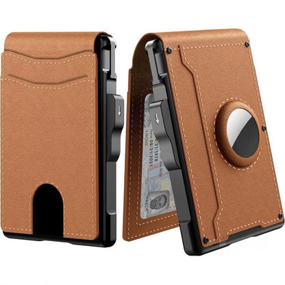🔥Portemonnee voor mannen💖met Pop Up Aluminium Case Geldclip Slanke lederen sleuven creditcard houder RFID Blokkeren Bifold Minimalistische portemonnee