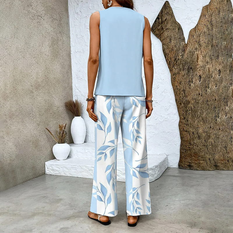 🌸Dames Trendy Print 2-delige Outfits Mouwloze Top & Broek
