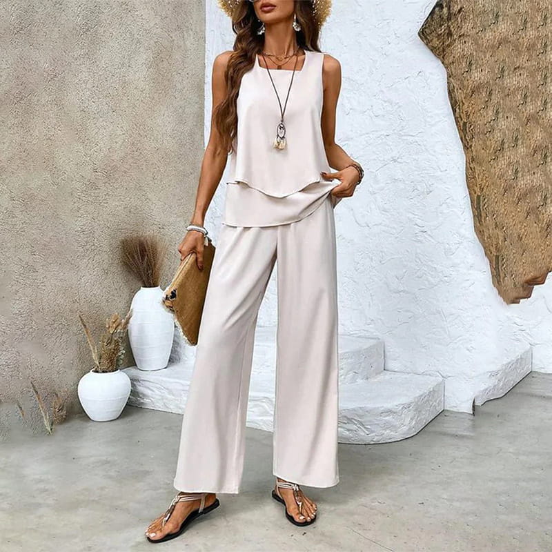 🌸Dames Trendy Print 2-delige Outfits Mouwloze Top & Broek