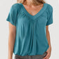 ✨ 50% KORTING 💖 Dames Casual Geplooide V-hals Korte Mouw Top