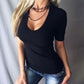 Dames Diepe V-Hals Slanke Tops