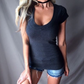 Dames Diepe V-Hals Slanke Tops