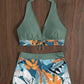 Bladprint Halter V-hals tweedelig badpak