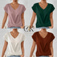 🎉Speciale prijs🎉👚Casual t-shirt met korte mouwen en elegante v-hals plooien
