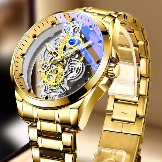 ⏳ Tijdelijke aanbieding⏳ Quartz horloge met opengewerkte uitstraling en 40 mm wijzerplaat Keuze uit metalen of lederlook band