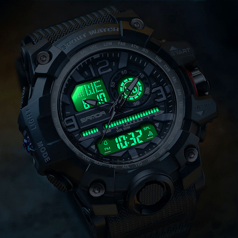 ⌚ 50% KORTING NU! 💦 Heren Multifunctioneel Waterdicht Lichtgevend Horloge – 50M, Schokbestendig & Nachtzicht 🌃