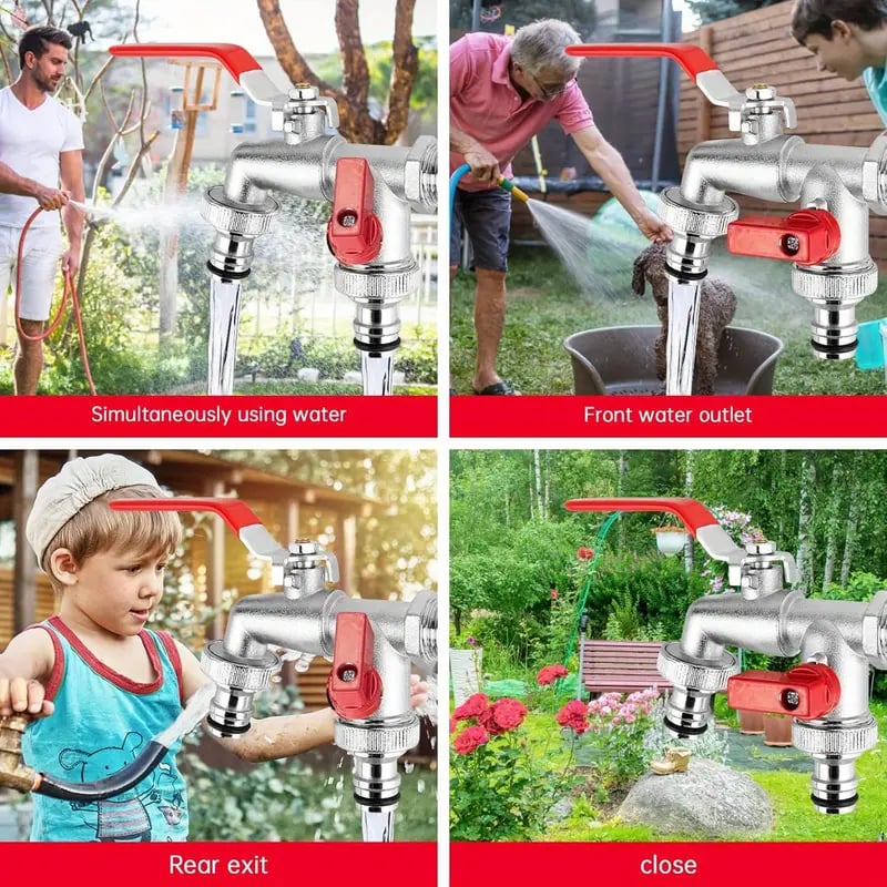 🔥Laatste dag 50% UIT🔥Universele Roestvrij Staal Tuinkraan met Dubbele Uitloop