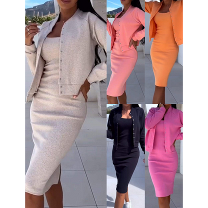 🔥2026 Hot Sale🔥Spaghettibandjes bodycon jurk en jasje set