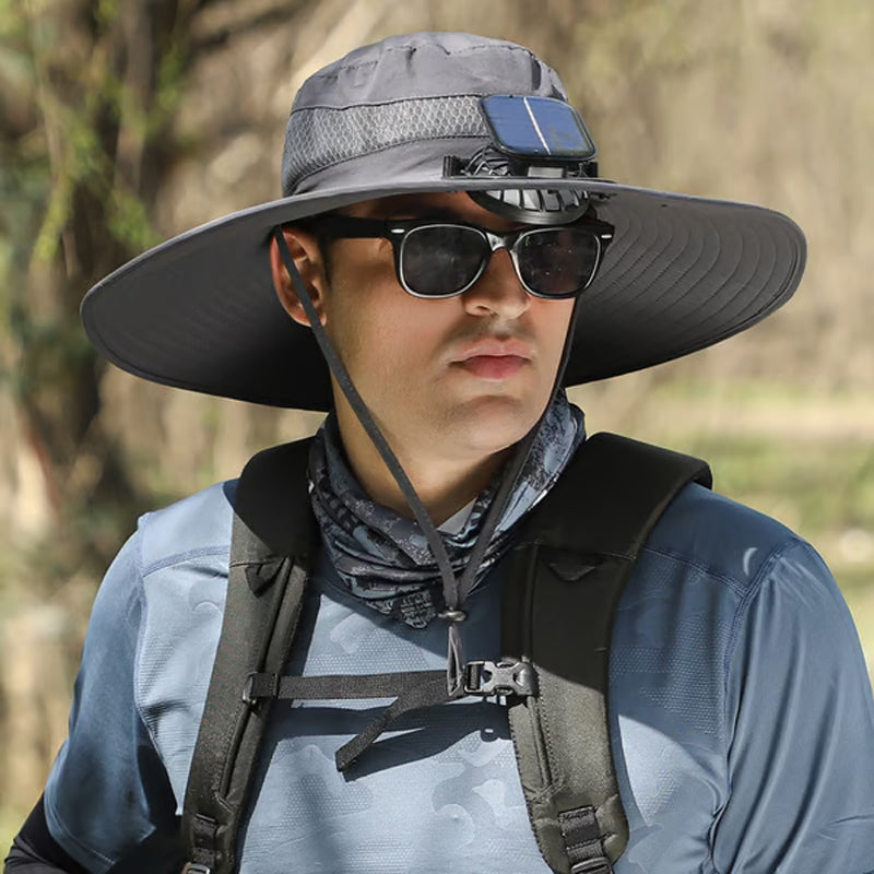 🧢 50% KORTING! ✨ Zonnepaneel Ventilator Zonnehoed – UPF 50+, Dubbele Voeding, Ultralicht ☀️