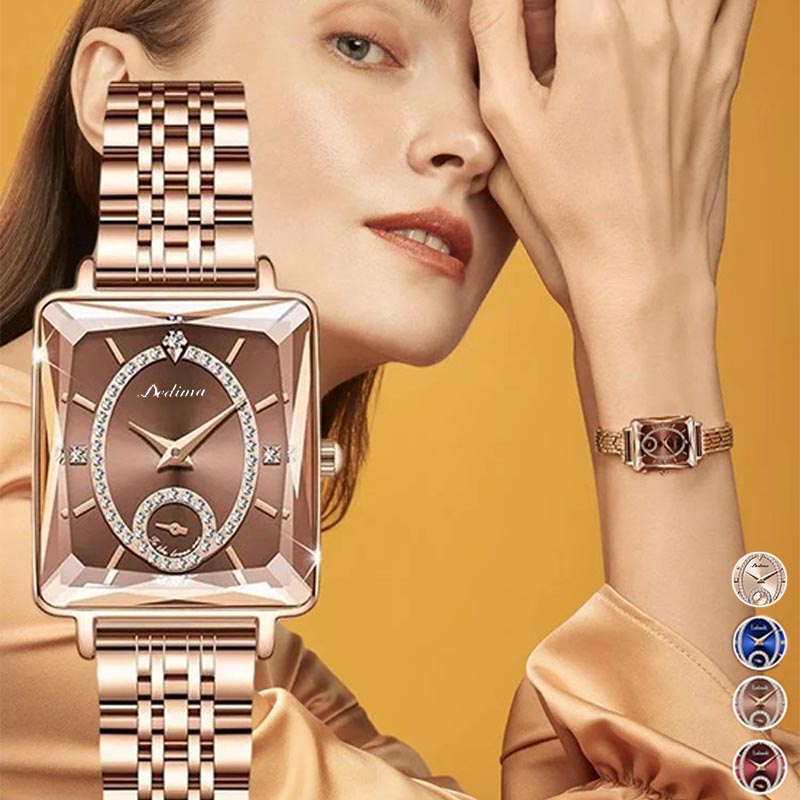 ⌚Fashion Square Dames Roségoud Diamanten Horloge