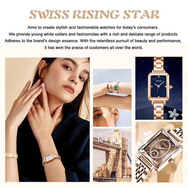 ⌚Fashion Square Dames Roségoud Diamanten Horloge