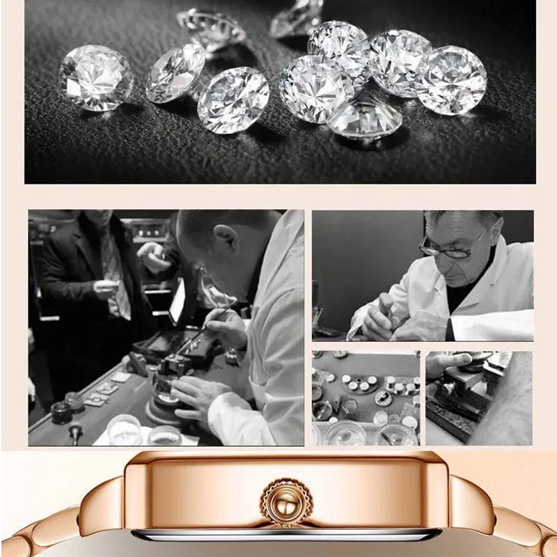 ⌚Fashion Square Dames Roségoud Diamanten Horloge