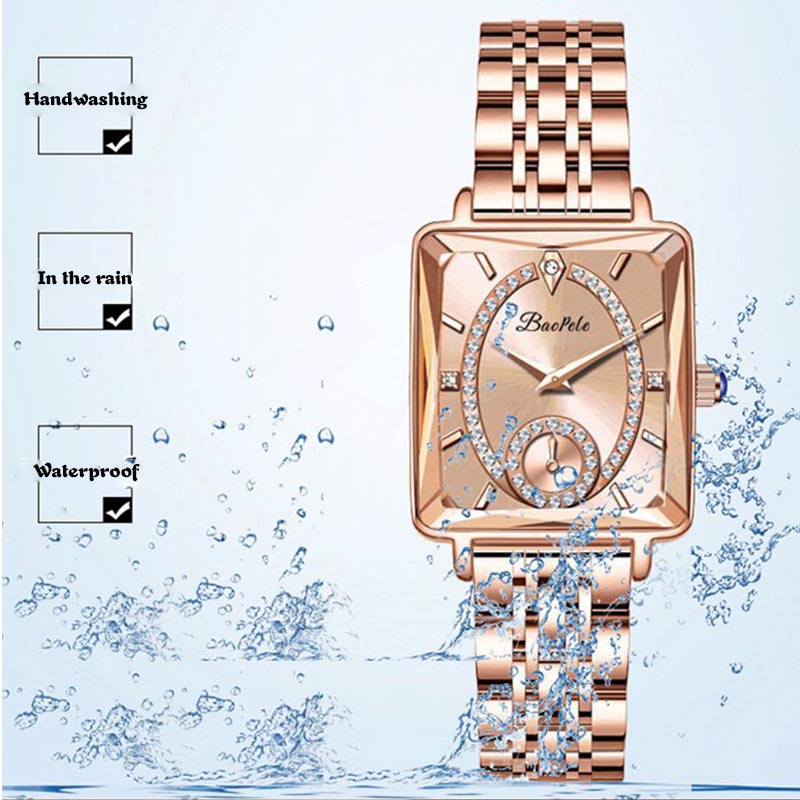 ⌚Fashion Square Dames Roségoud Diamanten Horloge