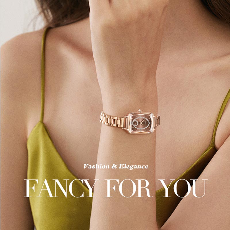 ⌚Fashion Square Dames Roségoud Diamanten Horloge