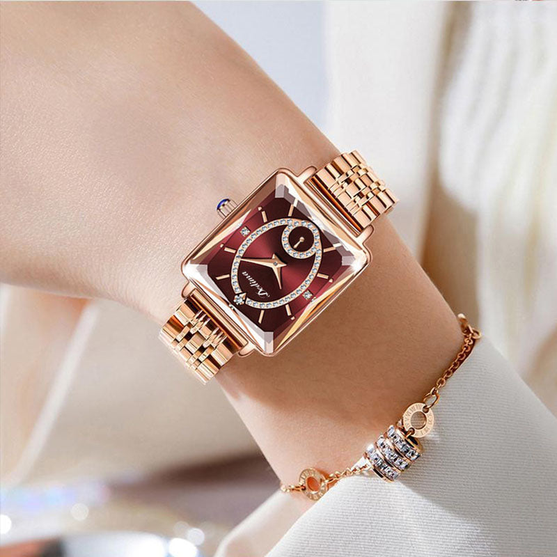⌚Fashion Square Dames Roségoud Diamanten Horloge