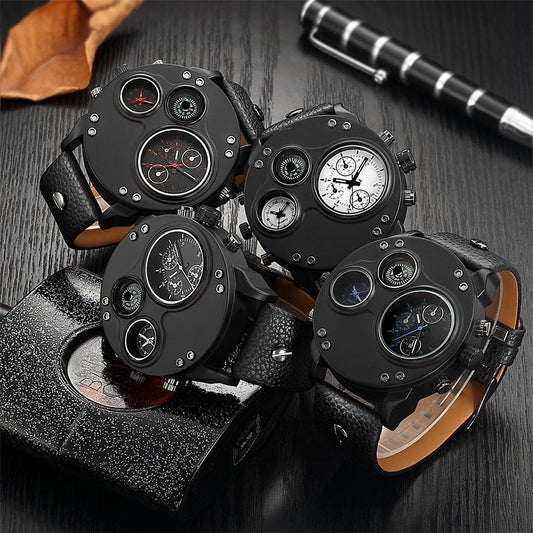 Analoge Herenhorloge met Kompas en Dubbele Tijdzone