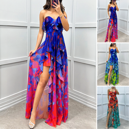 ⏳Time-limited Special⏰ Damesmode Gedrukte Mesh Sheath Splitjurken👗