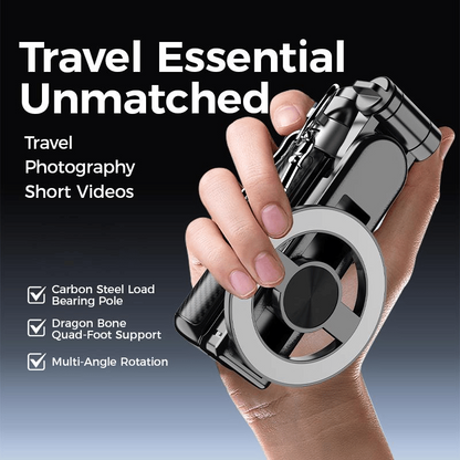 4-in-1 Magnetische Selfiestick met Statief - 360° Draaibaar & Afstandsbediening