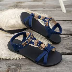 👡 TIJDELIJKE AANBIEDING: 50% KORTING! 🌸 Platte sandalen met ronde neus voor dames – Ademend, verstelbaar, bohemien-charm ✨