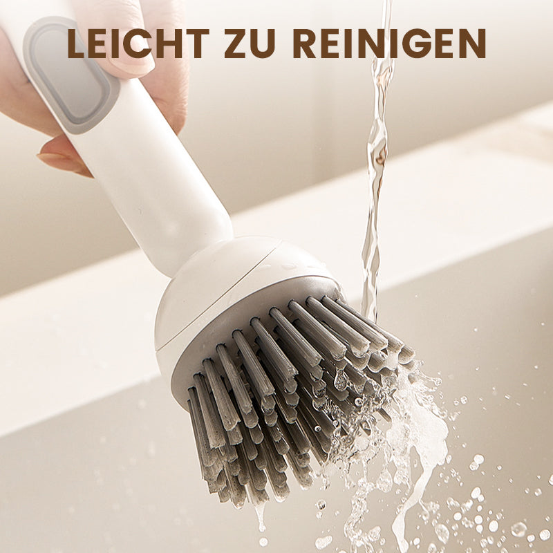🧼Roterende Reinigingsborstel (Lange Steel + Vloeistofdispenser) – 360° Reiniging Zonder Krassen: Perfect Voor Schalen & Potten!