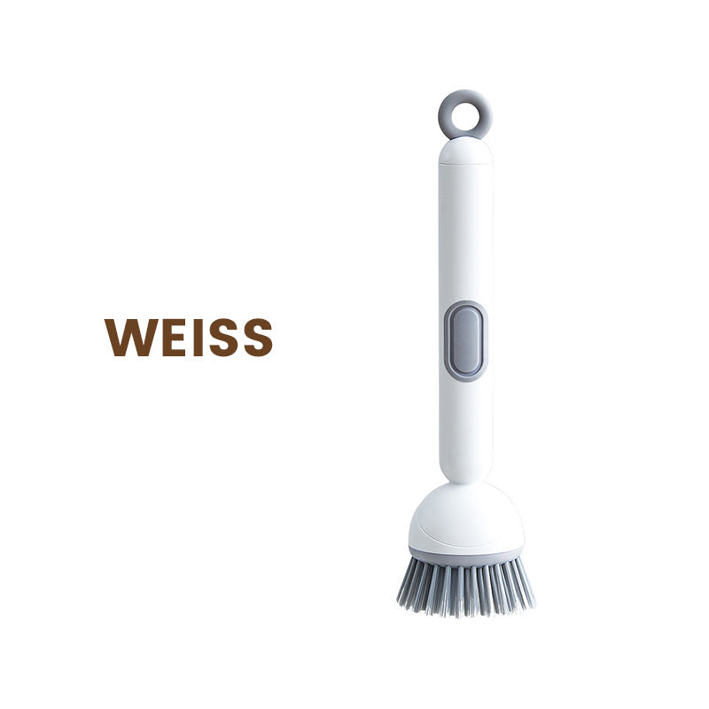 🧼Roterende Reinigingsborstel (Lange Steel + Vloeistofdispenser) – 360° Reiniging Zonder Krassen: Perfect Voor Schalen & Potten!