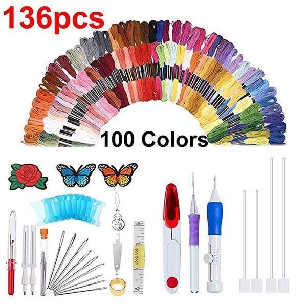 Regenboogkleur Borduurgaren Gereedschap 136-delige Set