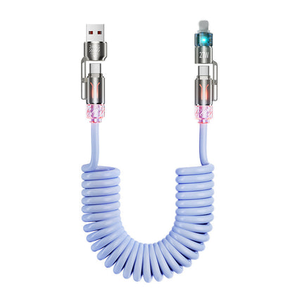 240W 4-in-1 intrekbare spiraalvormige oplaadkabel