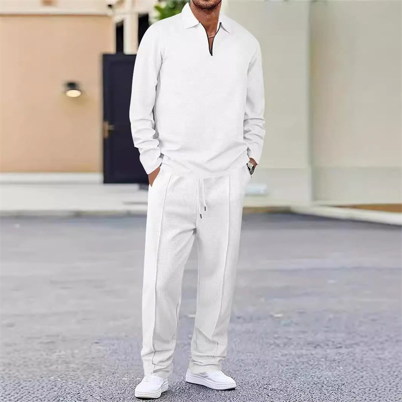 💥 Comfort Zonder Slonzigheid – De Perfecte Mannenset👕👖 Wafelstructuur Set – Relaxed én Stijlvol
