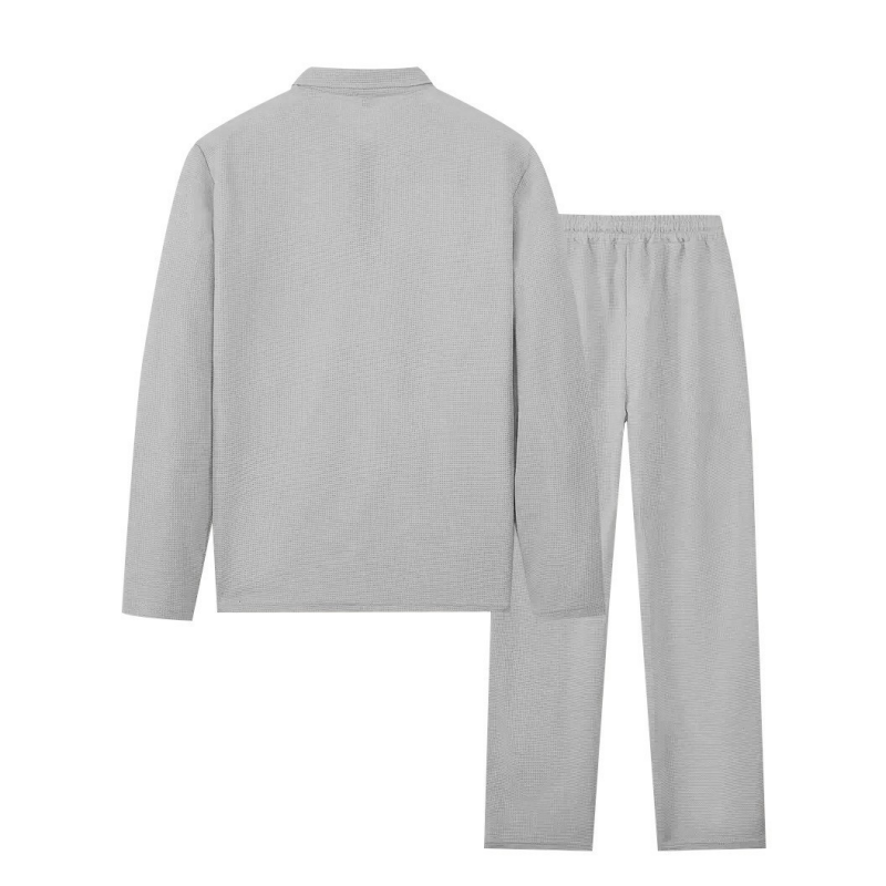 💥 Comfort Zonder Slonzigheid – De Perfecte Mannenset👕👖 Wafelstructuur Set – Relaxed én Stijlvol