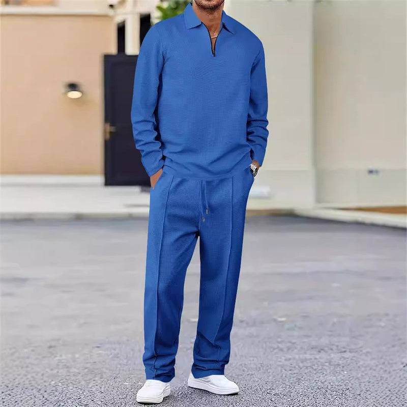 💥 Comfort Zonder Slonzigheid – De Perfecte Mannenset👕👖 Wafelstructuur Set – Relaxed én Stijlvol