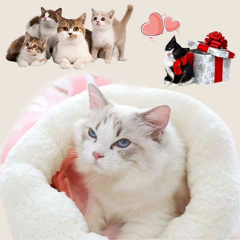 🐱 Zachte Kattenslaapzak met Pluche Voering | Knus, Overdekt Kattenbed | Verkrijgbaar in Blauw en Roze