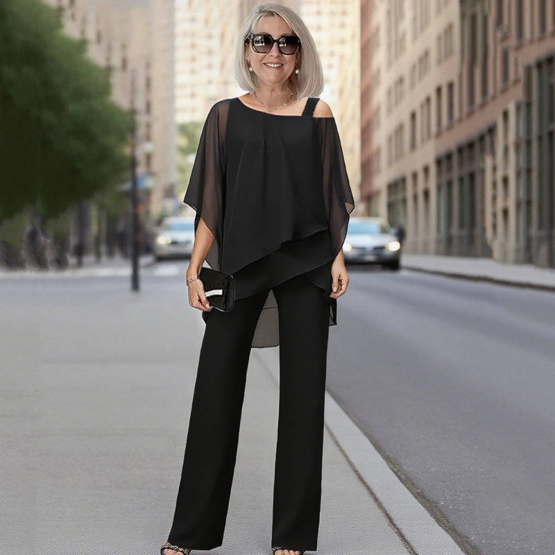 🎉 Tweedelige set van chiffon 💞 Eenvoudig en stijlvol