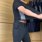 Heren casual sportieve korte mouwen lange broek tweedelige set--Gratis levering