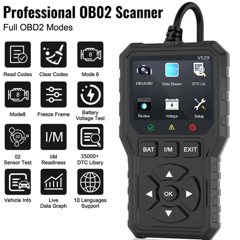 🔥Geavanceerd OBD2-diagnoseapparaat, professionele uitlezer voor motorfoutcodes, ondersteunt resetfuncties en realtime gegevensbewaking.