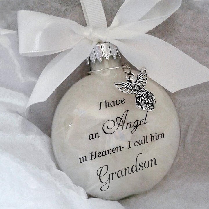 🎅Christmas Ornaments Feather Ball👼Angel In Heaven Memorial Ornament