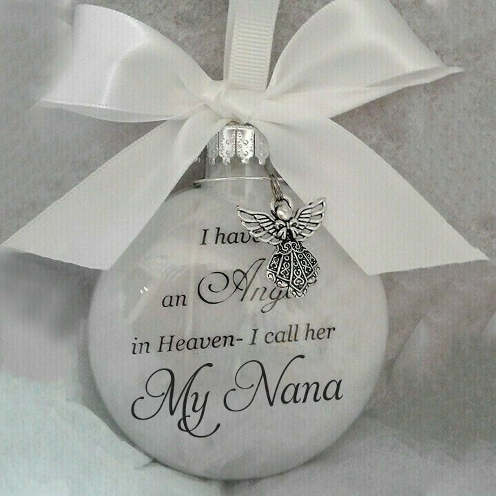 🎅Christmas Ornaments Feather Ball👼Angel In Heaven Memorial Ornament