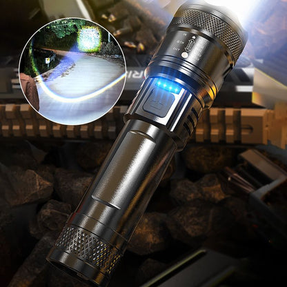 Krachtige Zoombare LED Zaklamp 7500 Lumen - Waterdicht IPX7 | USB-C Oplaadbaar + Powerbank | 50% Korting
