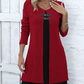👗Dames Jurk Tweedelig💖A-Lijn Silhouet, Chique Gespaccenten & Comfortabele Geribbeld Stof