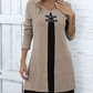 👗Dames Jurk Tweedelig💖A-Lijn Silhouet, Chique Gespaccenten & Comfortabele Geribbeld Stof