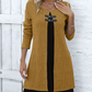 👗Dames Jurk Tweedelig💖A-Lijn Silhouet, Chique Gespaccenten & Comfortabele Geribbeld Stof