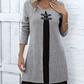 👗Dames Jurk Tweedelig💖A-Lijn Silhouet, Chique Gespaccenten & Comfortabele Geribbeld Stof